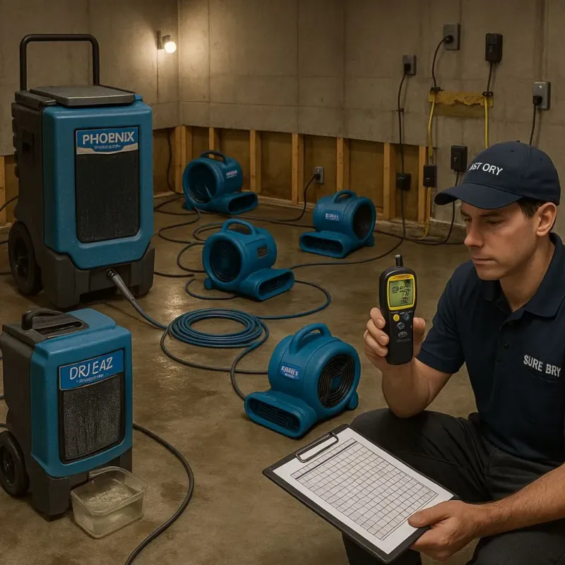 Structural Drying and Dehumidification process in Edison, NJ